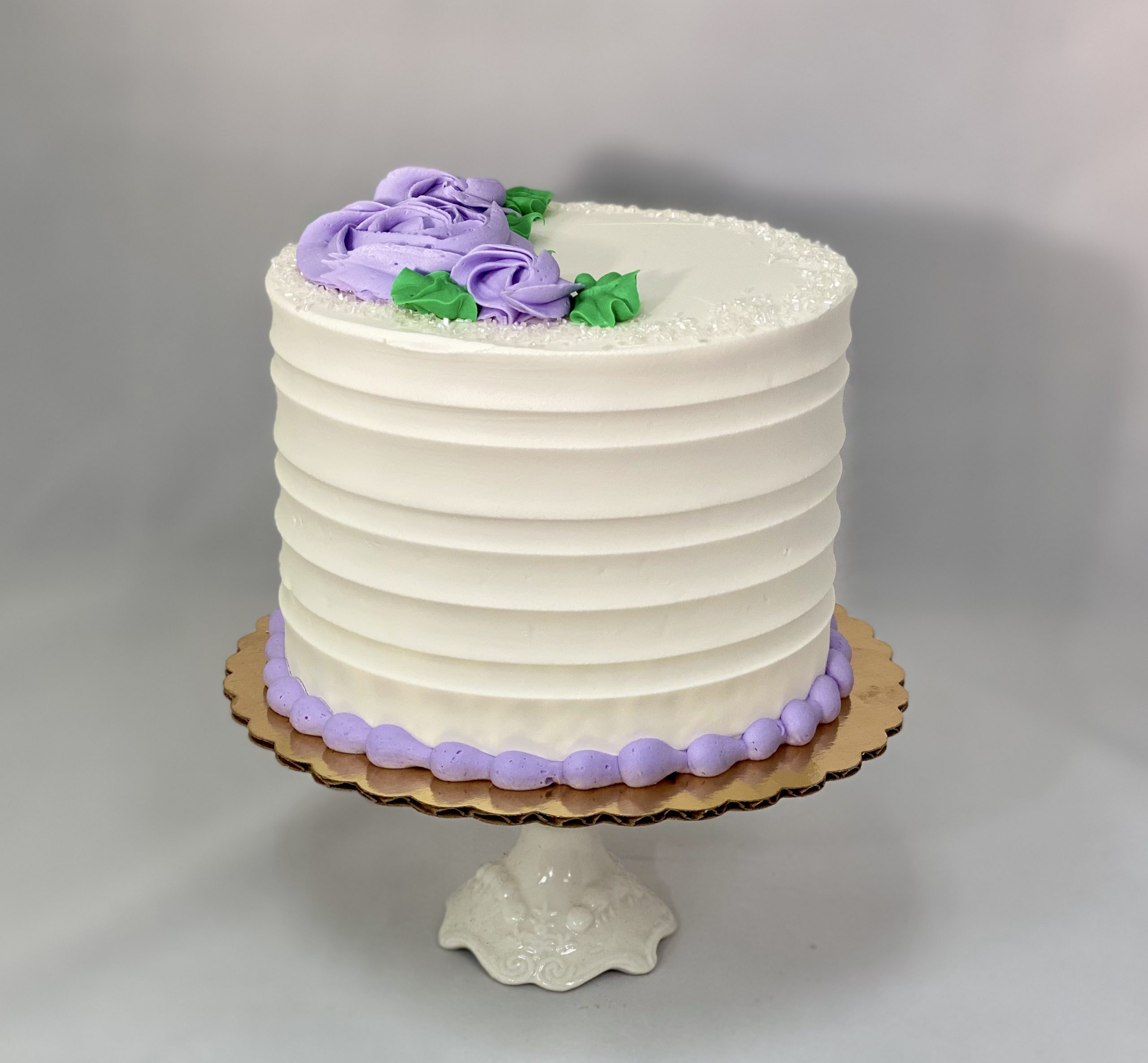 8″ Round Cake, VANILLA Purples & Pinks Stella Baking Company